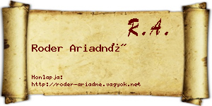 Roder Ariadné névjegykártya